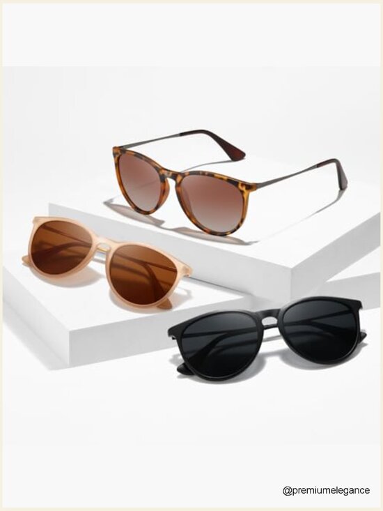 3 Pack Retro Round Polarized Sunglasses for Women UV Protection